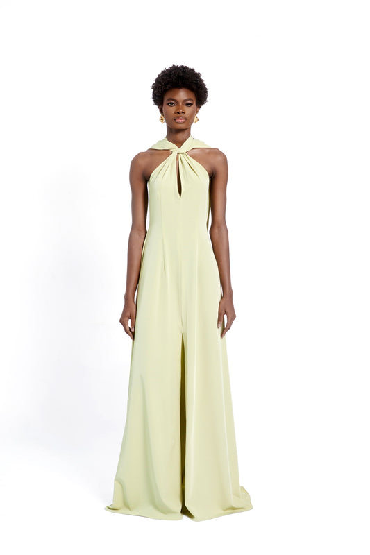 DEA HALTER DRESS- LINT GREEN