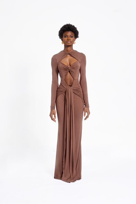 TSID DRESS- BROWN