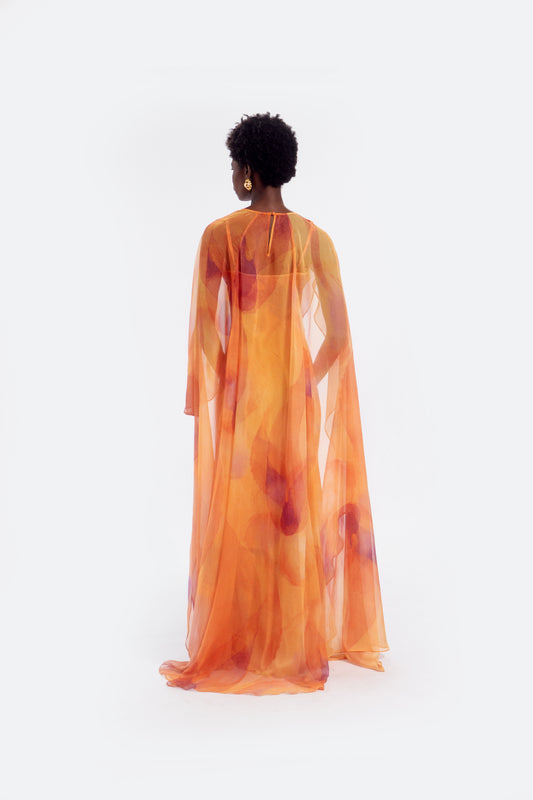 IRIS DRESS & CAPE SET - ORANGE CHEMI