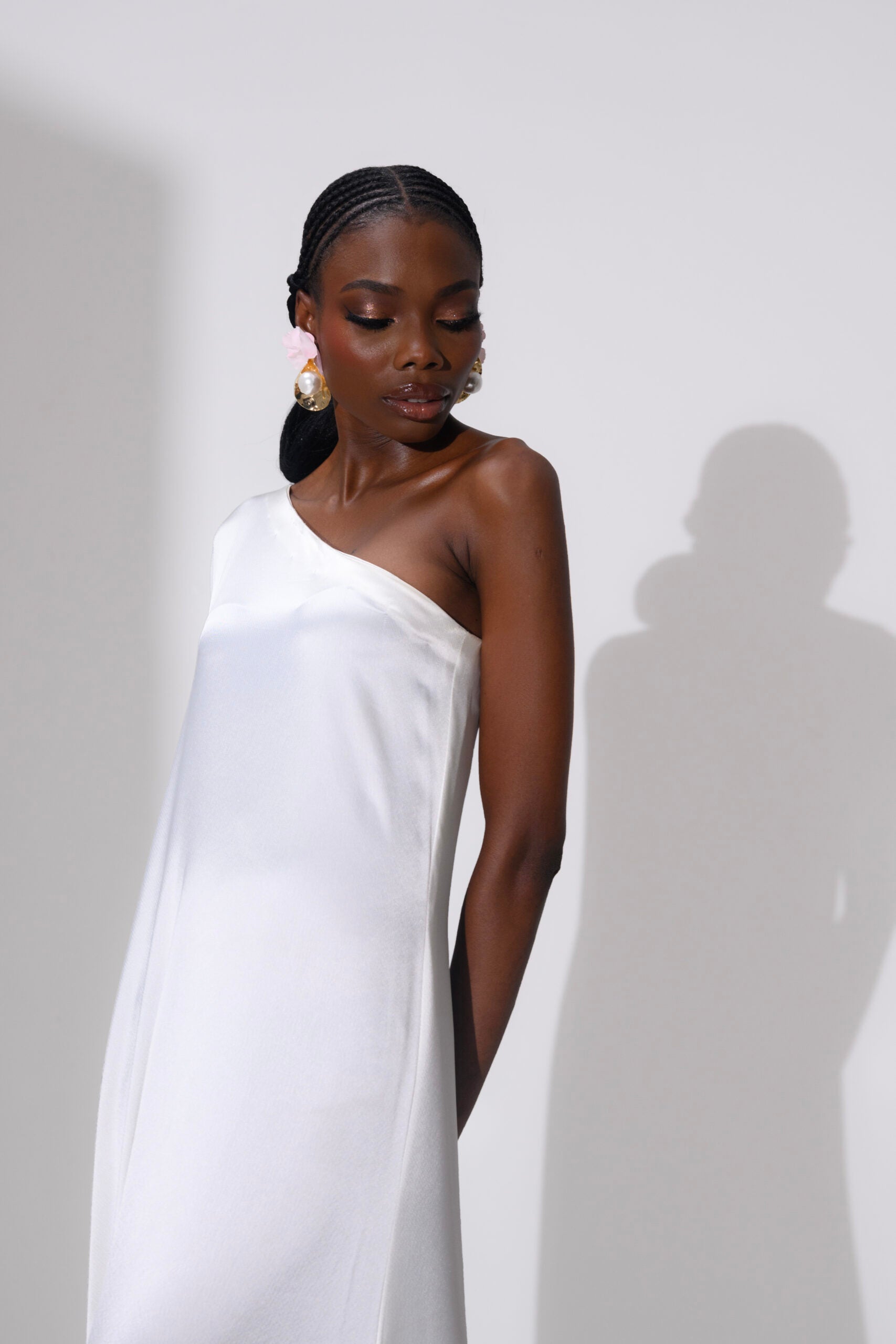 flowy satin maxi dress EVE DRAPED FLOOR LENGTH DRESS Satin Maxi Gown for Events LAVISH